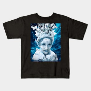 Blue Butterfly Fantasy Face Kids T-Shirt